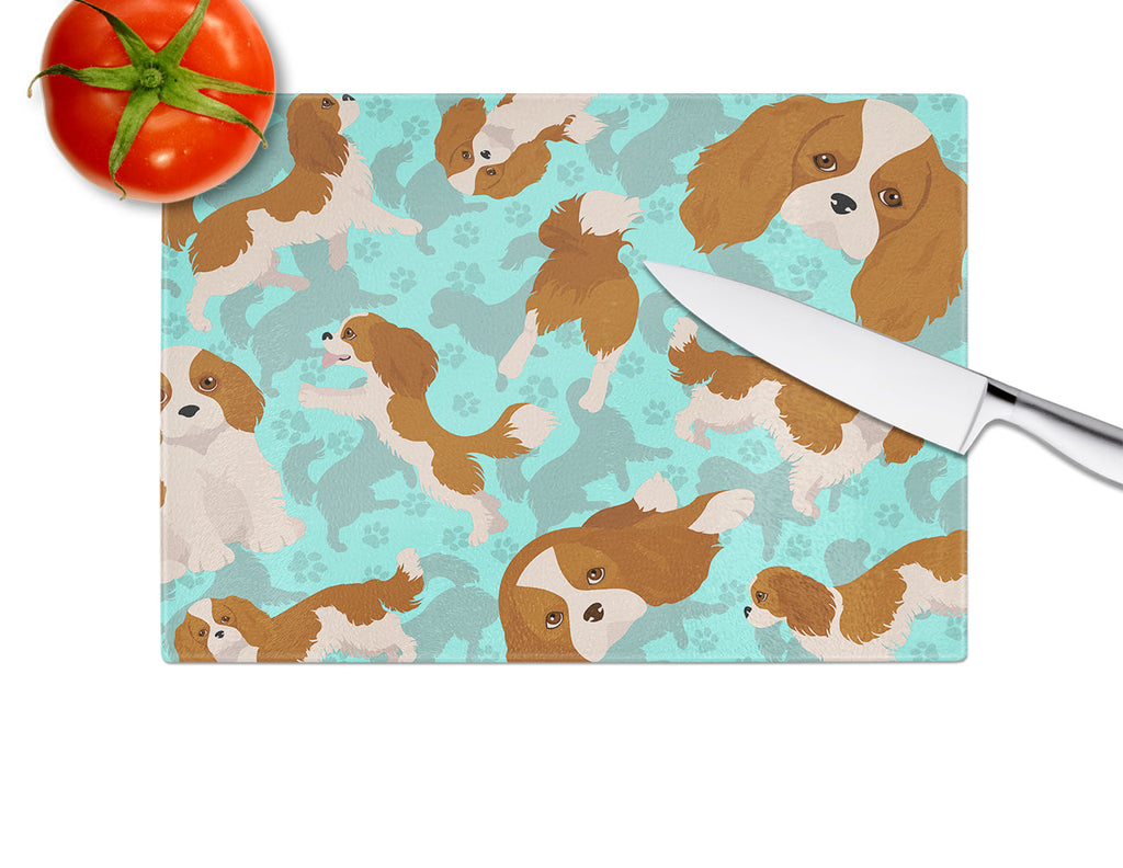 Blenheim Cavalier Spaniel Cutting Board Tempered Glass Kitchen Cutting Surface, Heat Resistant Chopping, Non-Slip Feet, Food Prep & Serving