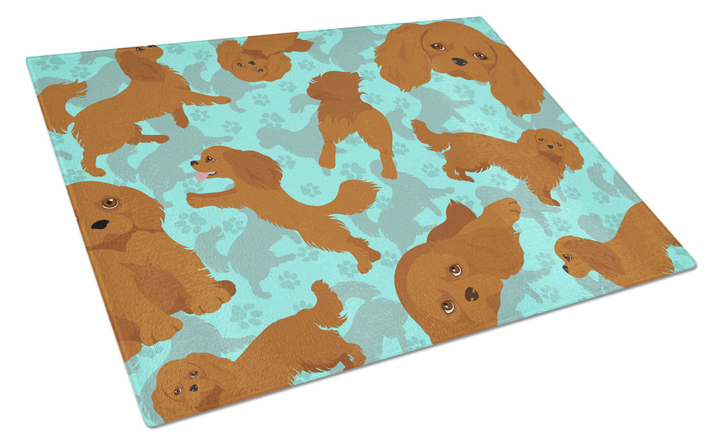 Ruby Cavalier Spaniel Cutting Board Tempered Glass Kitchen Cutting Surface, Heat Resistant Chopping, Non-Slip Feet, Food Prep & Serving