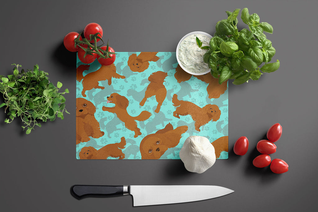 Ruby Cavalier Spaniel Cutting Board Tempered Glass Kitchen Cutting Surface, Heat Resistant Chopping, Non-Slip Feet, Food Prep & Serving