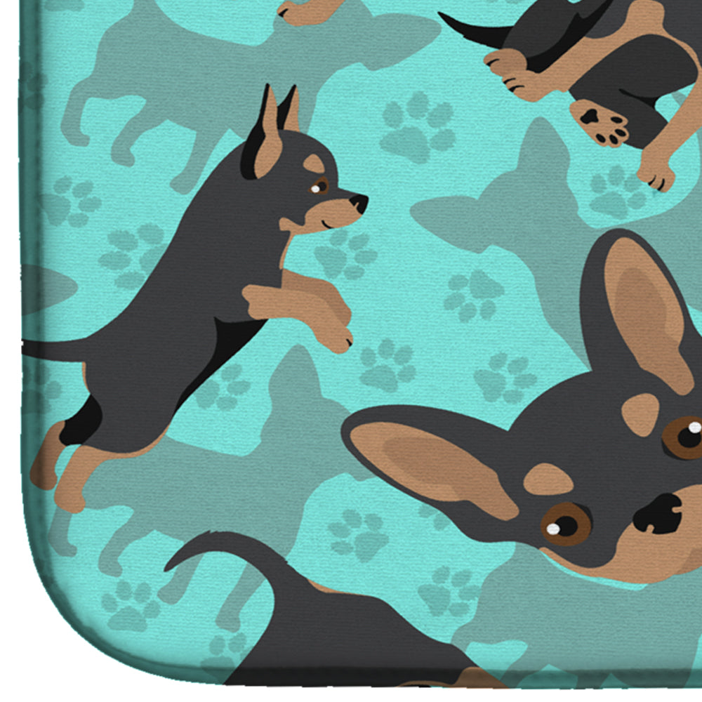 Black and Tan Chihuahua Dish Drying Mat Absorbent Dish Drying Mat Pad for Kitchen Counter Dish Drainer Mat for Countertop, 14 x 21", Multicolor