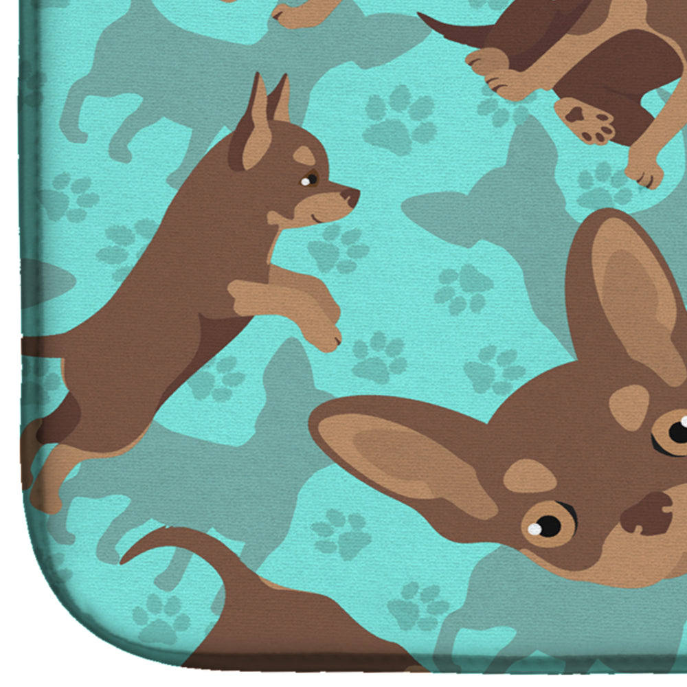 Chocolate Chihuahua Dish Drying Mat Absorbent Dish Drying Mat Pad for Kitchen Counter Dish Drainer Mat for Countertop, 14 x 21", Multicolor