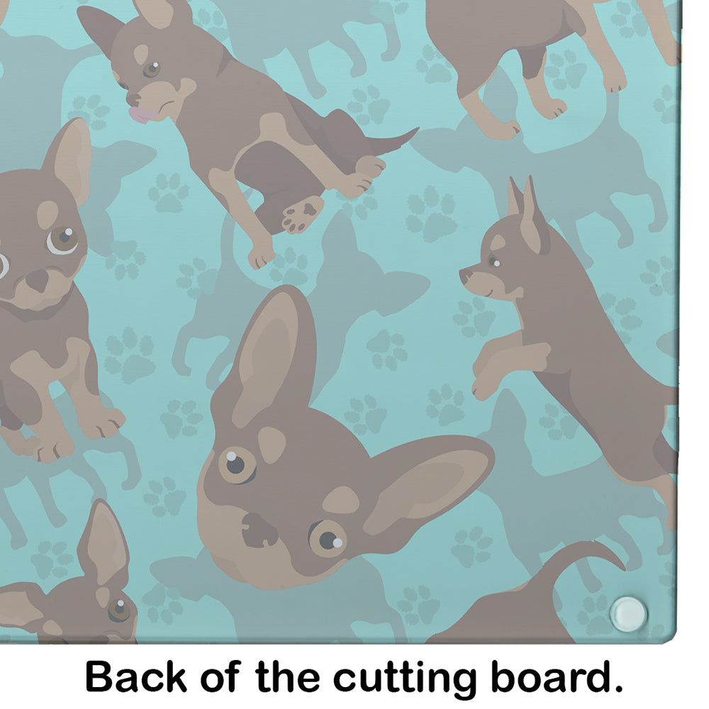 Chocolate Chihuahua Cutting Board Tempered Glass Kitchen Cutting Surface, Heat Resistant Chopping, Non-Slip Feet, Food Prep & Serving