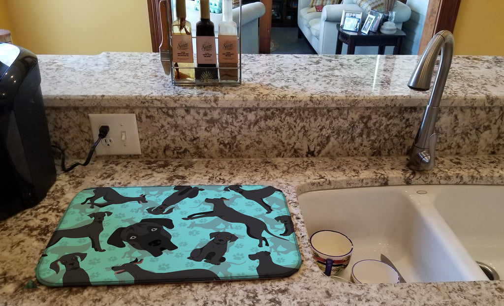 Black Great Dane Dish Drying Mat Absorbent Dish Drying Mat Pad for Kitchen Counter Dish Drainer Mat for Countertop, 14 x 21", Multicolor