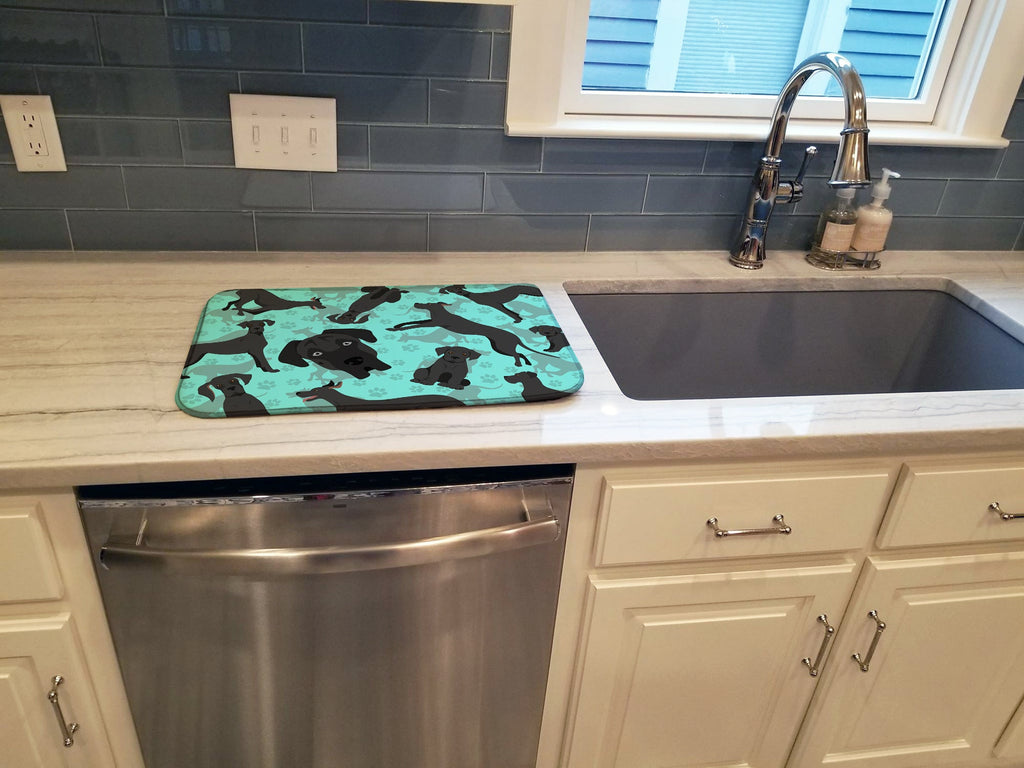 Black Great Dane Dish Drying Mat Absorbent Dish Drying Mat Pad for Kitchen Counter Dish Drainer Mat for Countertop, 14 x 21", Multicolor