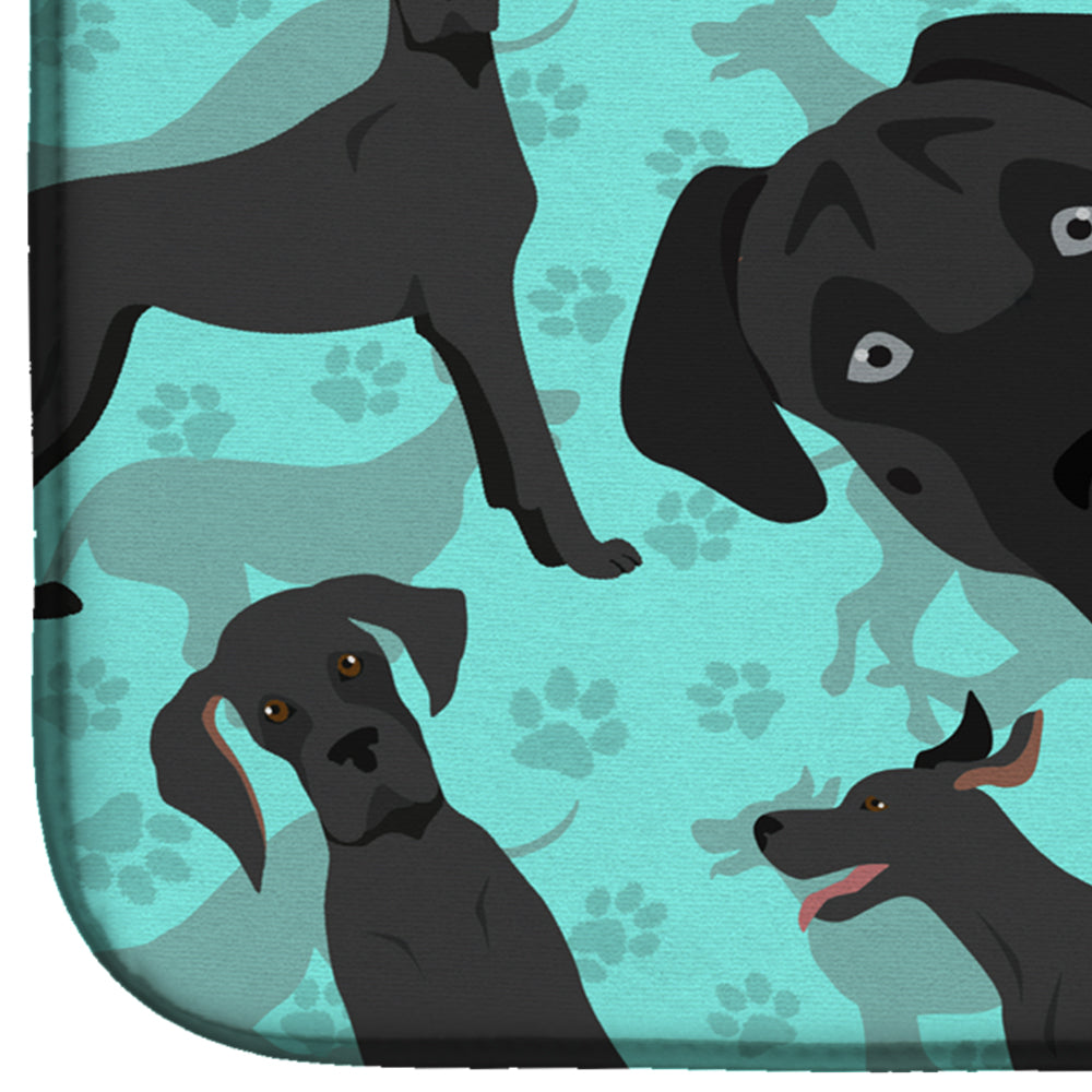 Black Great Dane Dish Drying Mat Absorbent Dish Drying Mat Pad for Kitchen Counter Dish Drainer Mat for Countertop, 14 x 21", Multicolor