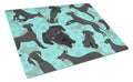 Black Great Dane Cutting Board Tempered Glass Kitchen Cutting Surface, Heat Resistant Chopping, Non-Slip Feet, Food Prep & Serving