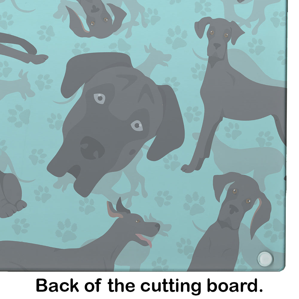 Black Great Dane Cutting Board Tempered Glass Kitchen Cutting Surface, Heat Resistant Chopping, Non-Slip Feet, Food Prep & Serving