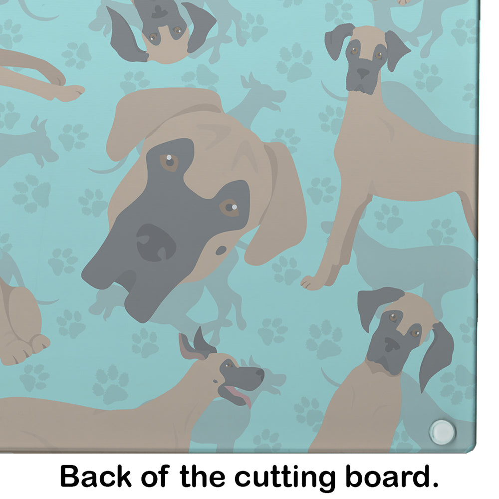 Fawn Great Dane Cutting Board Tempered Glass Kitchen Cutting Surface, Heat Resistant Chopping, Non-Slip Feet, Food Prep & Serving
