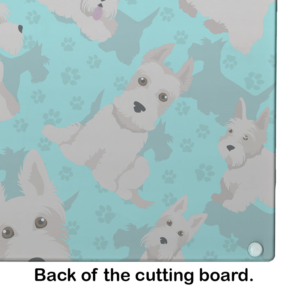 Wheaten Scottish Terrier Cutting Board Tempered Glass Kitchen Cutting Surface, Heat Resistant Chopping, Non-Slip Feet, Food Prep & Serving