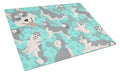 Grey Siberian Husky Cutting Board Tempered Glass Kitchen Cutting Surface, Heat Resistant Chopping, Non-Slip Feet, Food Prep & Serving