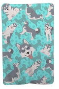 Grey Siberian Husky Soft Travel Blanket with Bag Airplane Blanket, Indoor Outdoor Camping Blanket for Traveling, Picnics, Beach Trips, Concerts