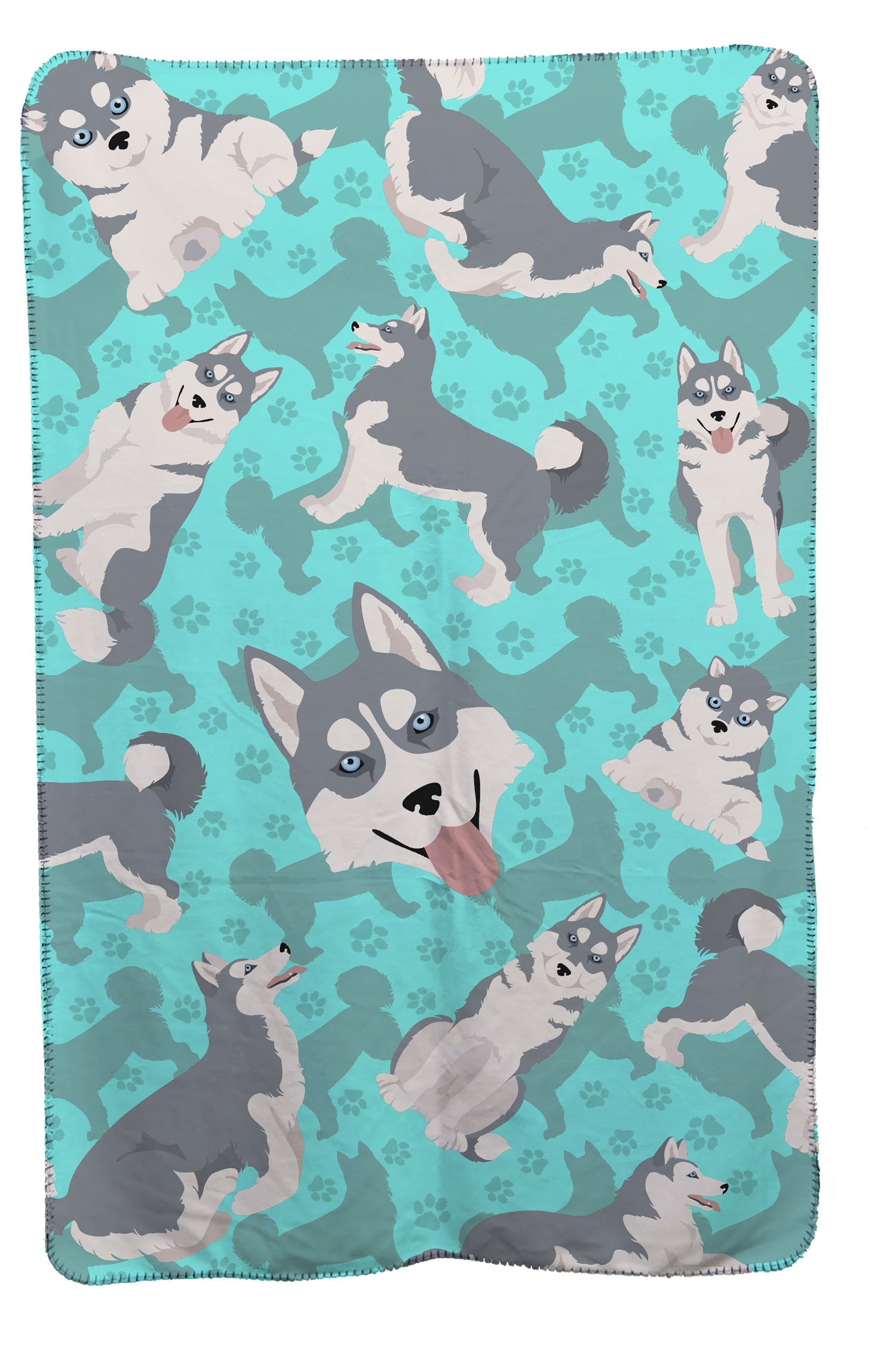 Grey Siberian Husky Soft Travel Blanket with Bag Airplane Blanket, Indoor Outdoor Camping Blanket for Traveling, Picnics, Beach Trips, Concerts