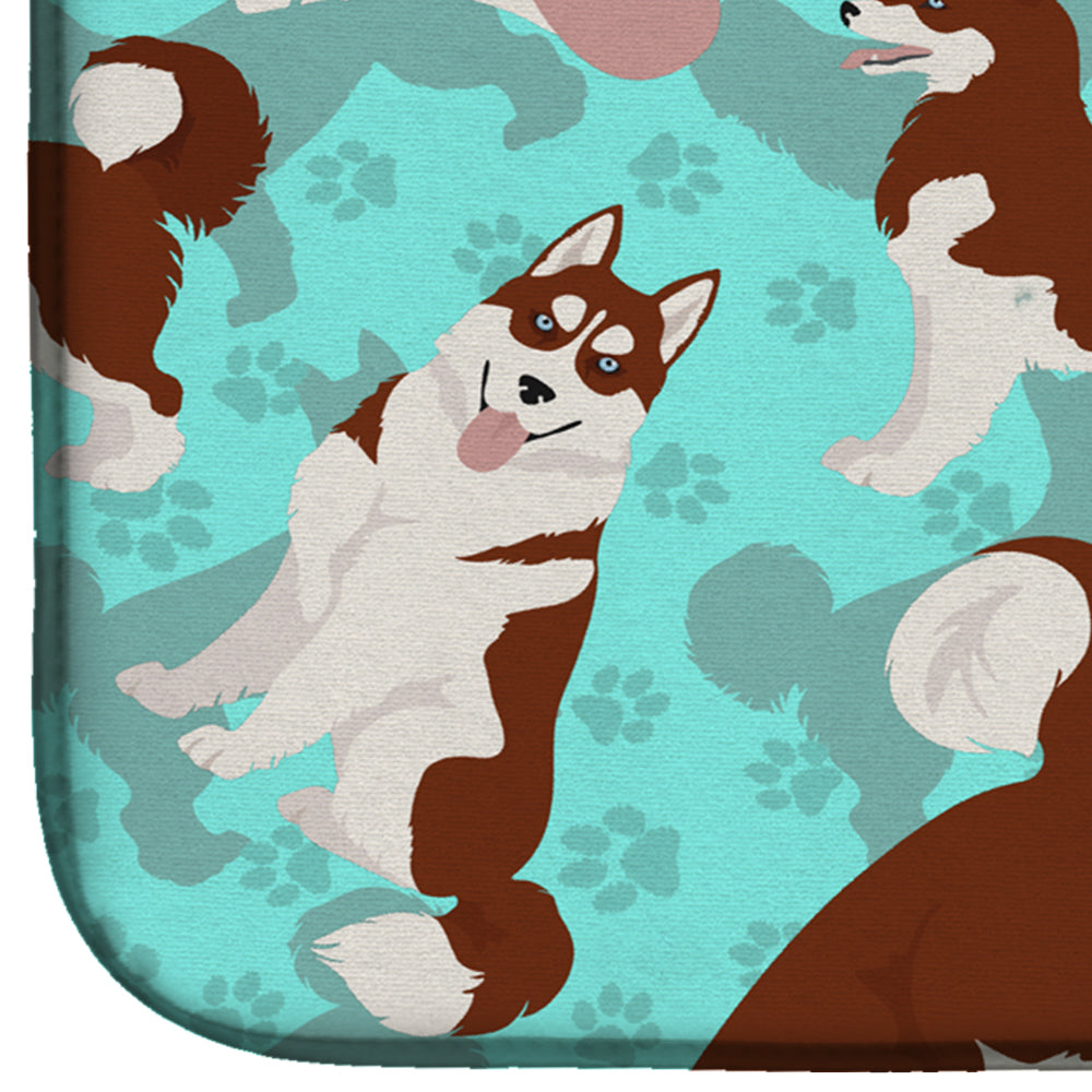 Red Siberian Husky Dish Drying Mat Absorbent Dish Drying Mat Pad for Kitchen Counter Dish Drainer Mat for Countertop, 14 x 21", Multicolor