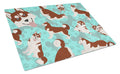 Red Siberian Husky Cutting Board Tempered Glass Kitchen Cutting Surface, Heat Resistant Chopping, Non-Slip Feet, Food Prep & Serving