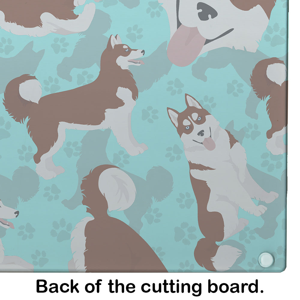 Red Siberian Husky Cutting Board Tempered Glass Kitchen Cutting Surface, Heat Resistant Chopping, Non-Slip Feet, Food Prep & Serving