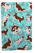 Red Siberian Husky Soft Travel Blanket with Bag Airplane Blanket, Indoor Outdoor Camping Blanket for Traveling, Picnics, Beach Trips, Concerts