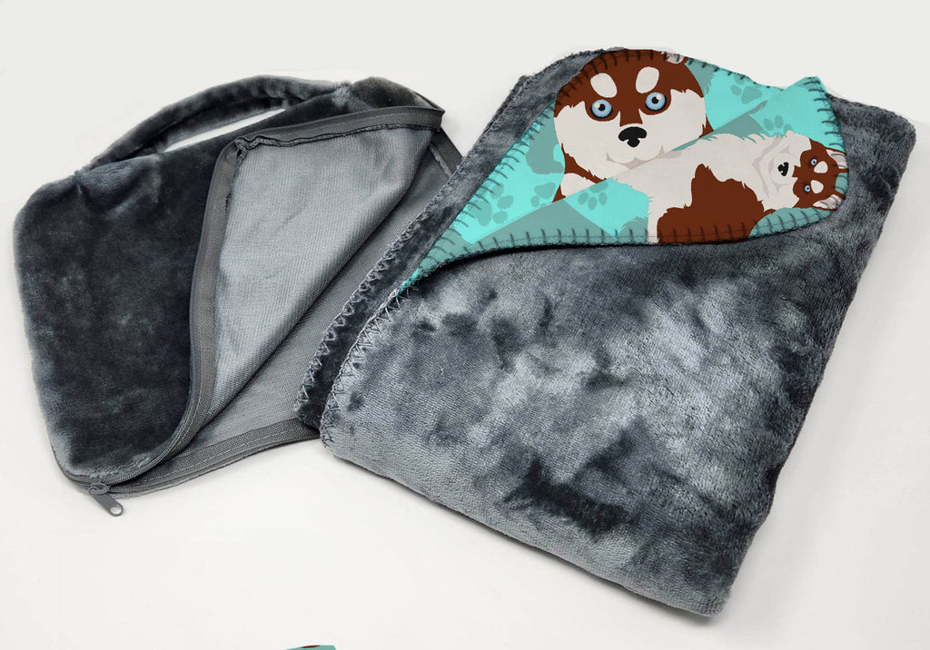 Red Siberian Husky Soft Travel Blanket with Bag Airplane Blanket, Indoor Outdoor Camping Blanket for Traveling, Picnics, Beach Trips, Concerts
