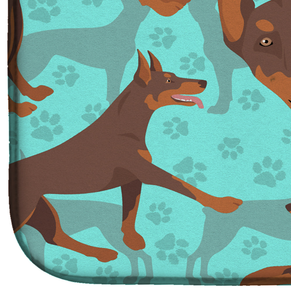 Red Doberman Pinscher Dish Drying Mat Absorbent Dish Drying Mat Pad for Kitchen Counter Dish Drainer Mat for Countertop, 14 x 21", Multicolor