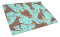 Red Doberman Pinscher Cutting Board Tempered Glass Kitchen Cutting Surface, Heat Resistant Chopping, Non-Slip Feet, Food Prep & Serving