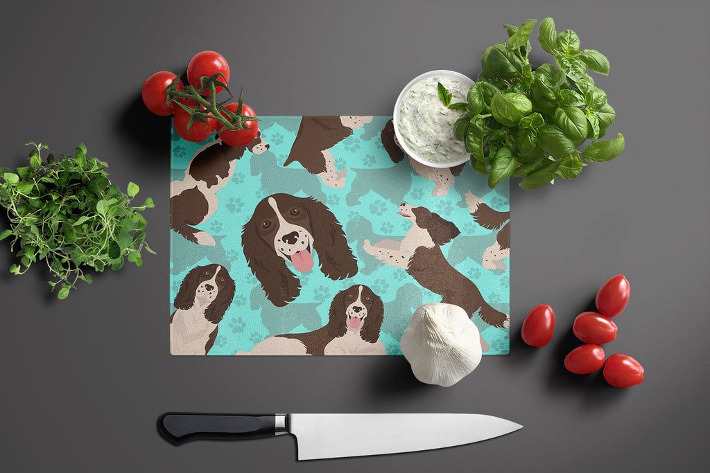 Liver English Springer Spaniel Cutting Board Tempered Glass Kitchen Cutting Surface, Heat Resistant Chopping, Non-Slip Feet, Food Prep & Serving