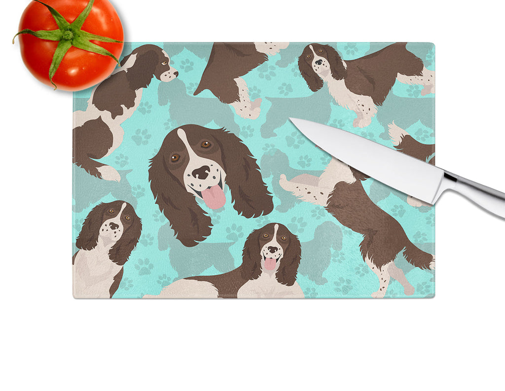 Liver English Springer Spaniel Cutting Board Tempered Glass Kitchen Cutting Surface, Heat Resistant Chopping, Non-Slip Feet, Food Prep & Serving