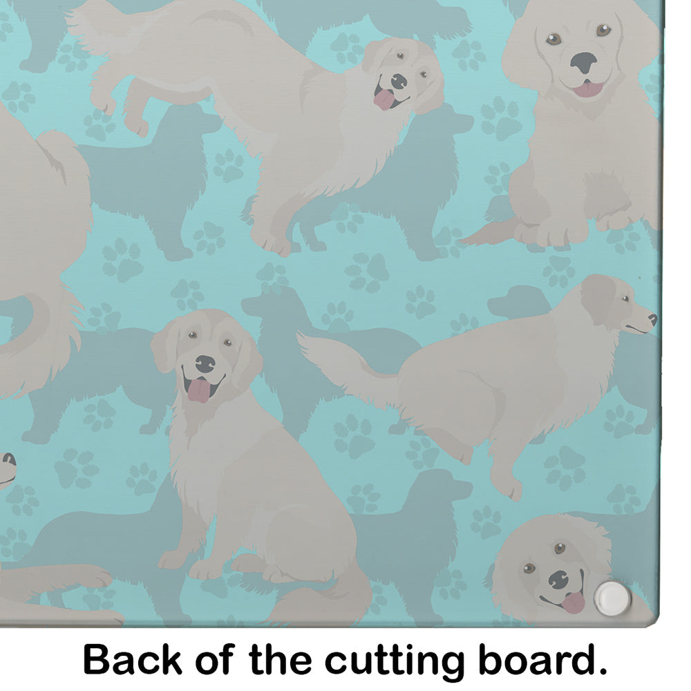 Cream Golden Retriever Cutting Board Tempered Glass Kitchen Cutting Surface, Heat Resistant Chopping, Non-Slip Feet, Food Prep & Serving