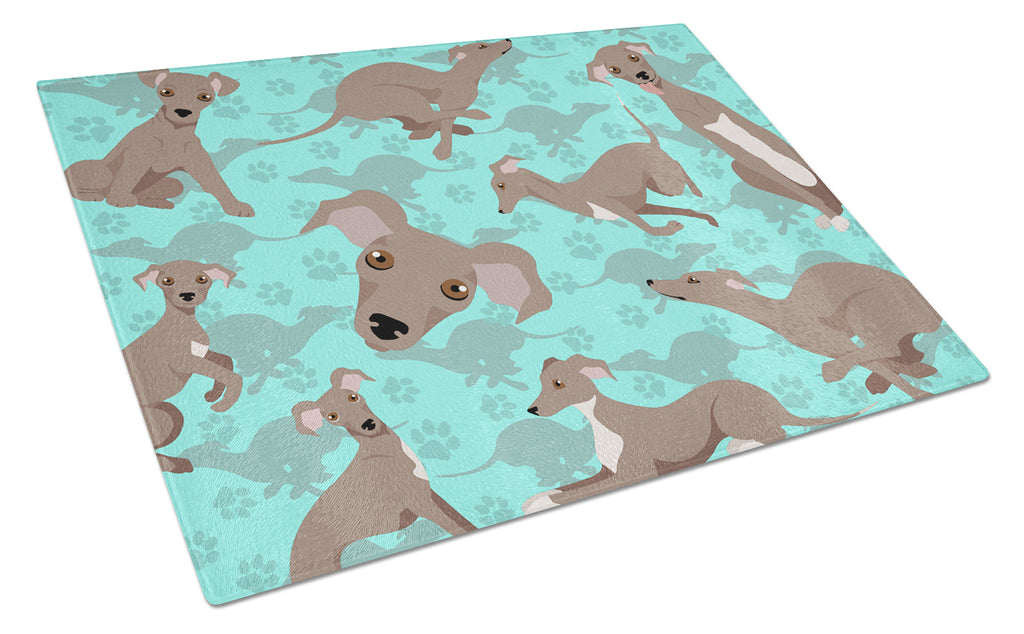 Fawn Italian Greyhound Cutting Board Tempered Glass Kitchen Cutting Surface, Heat Resistant Chopping, Non-Slip Feet, Food Prep & Serving