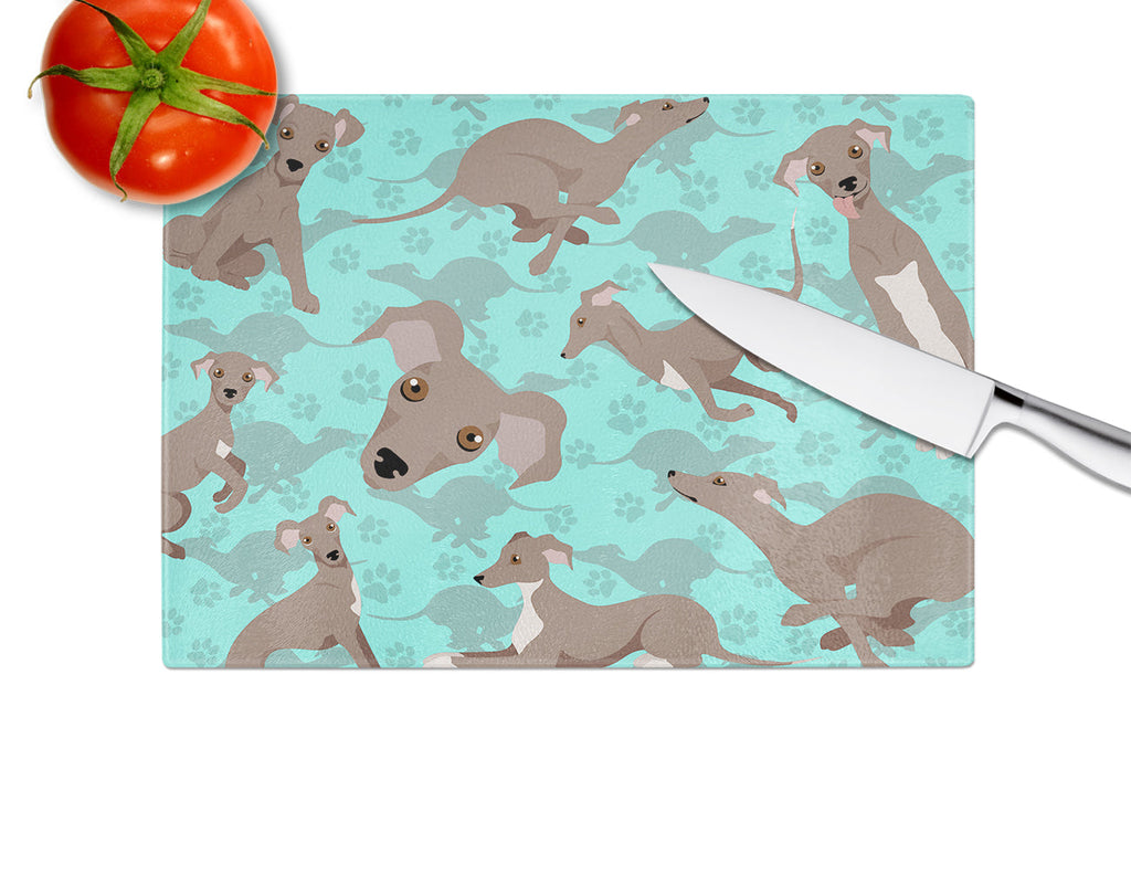 Fawn Italian Greyhound Cutting Board Tempered Glass Kitchen Cutting Surface, Heat Resistant Chopping, Non-Slip Feet, Food Prep & Serving