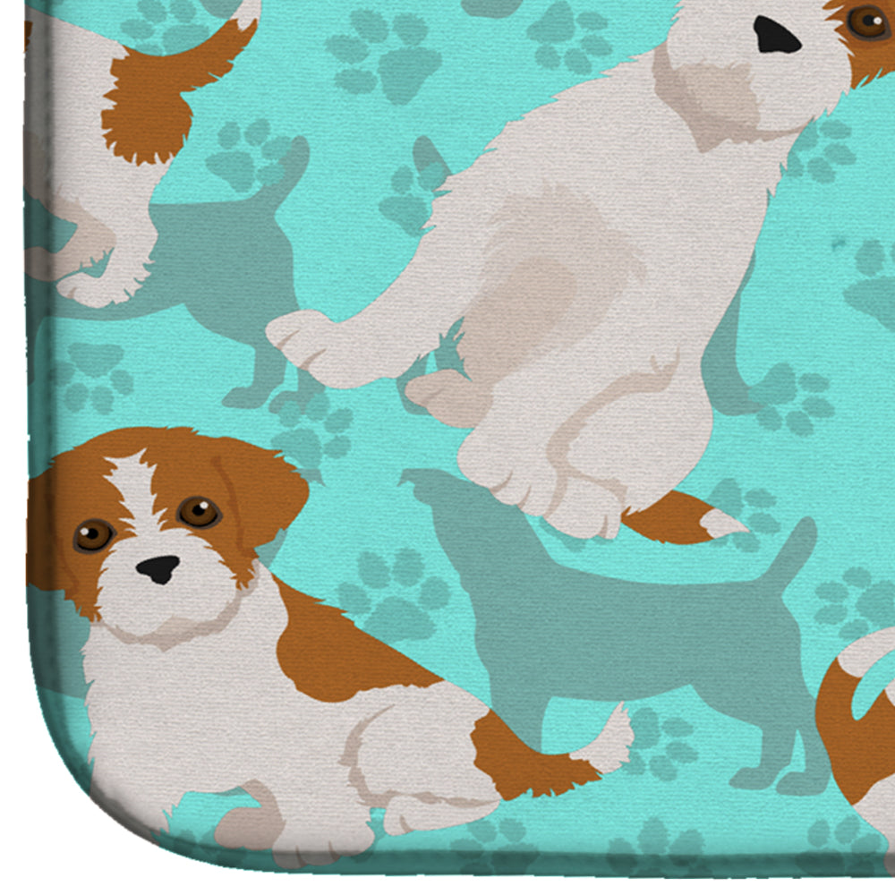 Red and White Jack Russell Terrier Dish Drying Mat Absorbent Dish Drying Mat Pad for Kitchen Counter Dish Drainer Mat for Countertop, 14 x 21", Multicolor
