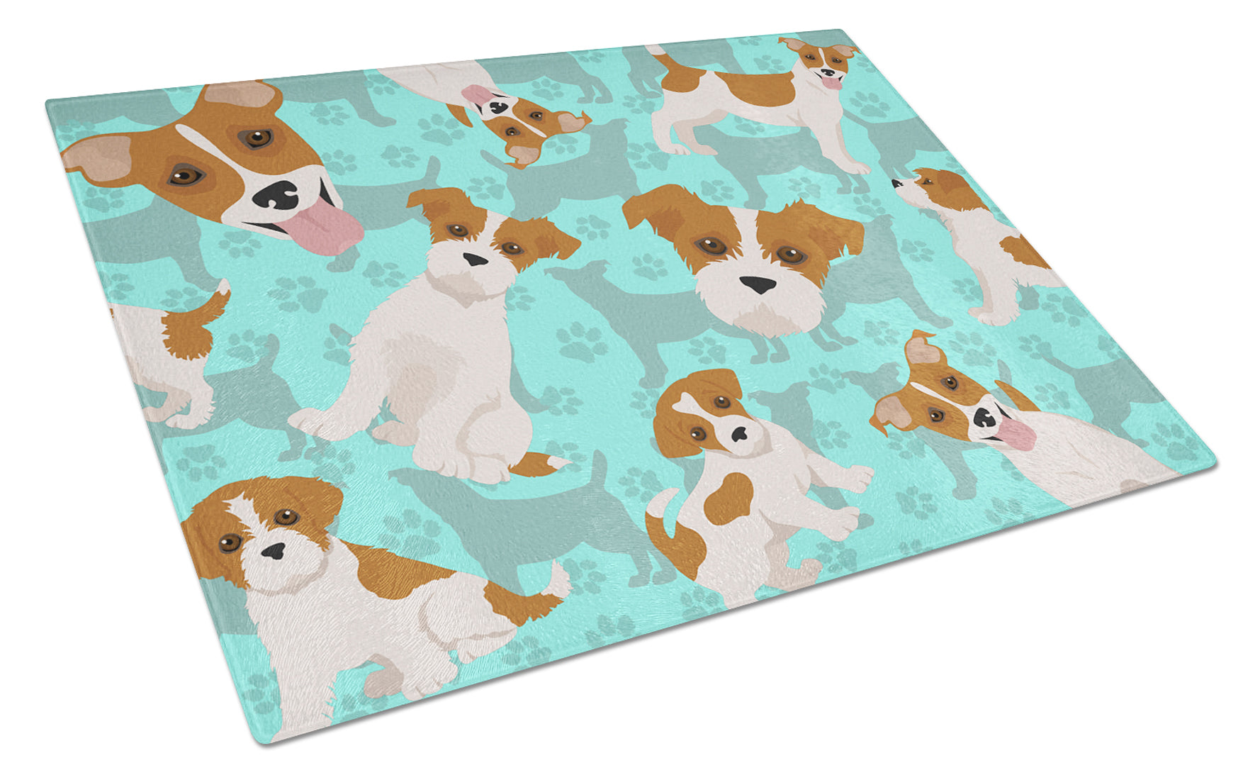 Red and White Jack Russell Terrier Cutting Board Tempered Glass Kitchen Cutting Surface, Heat Resistant Chopping, Non-Slip Feet, Food Prep & Serving