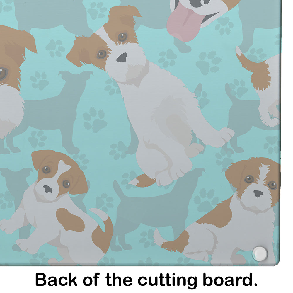 Red and White Jack Russell Terrier Cutting Board Tempered Glass Kitchen Cutting Surface, Heat Resistant Chopping, Non-Slip Feet, Food Prep & Serving