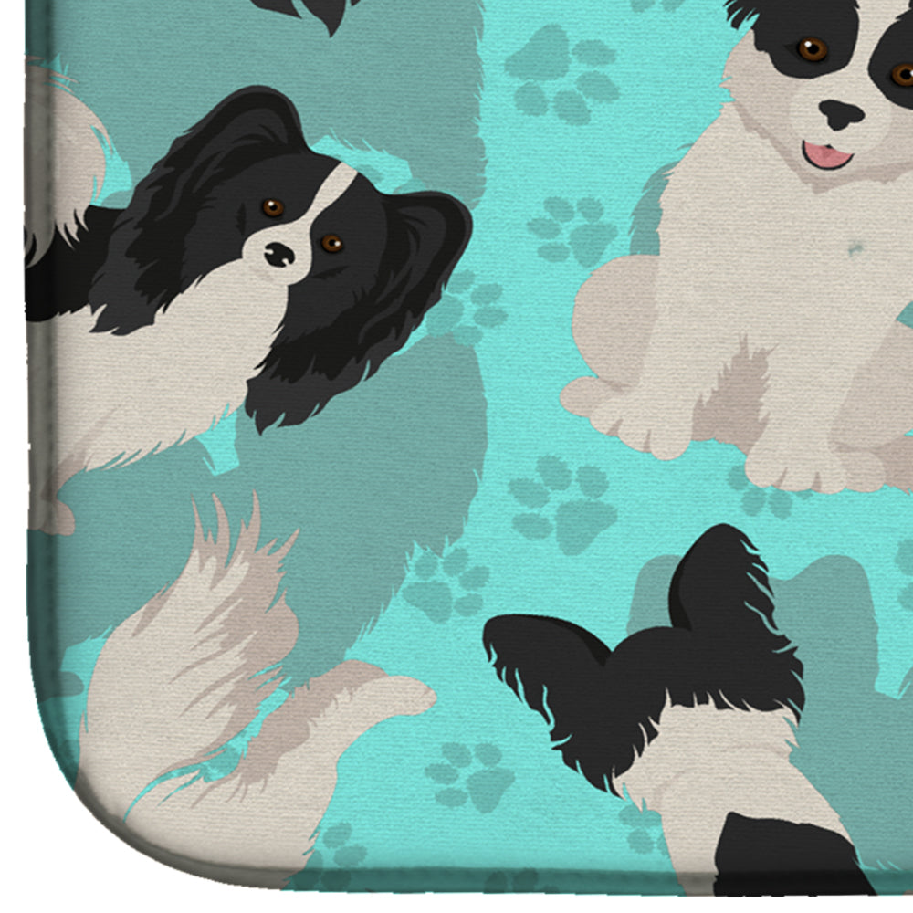 Black and Whtie Papillon Dish Drying Mat Absorbent Dish Drying Mat Pad for Kitchen Counter Dish Drainer Mat for Countertop, 14 x 21", Multicolor