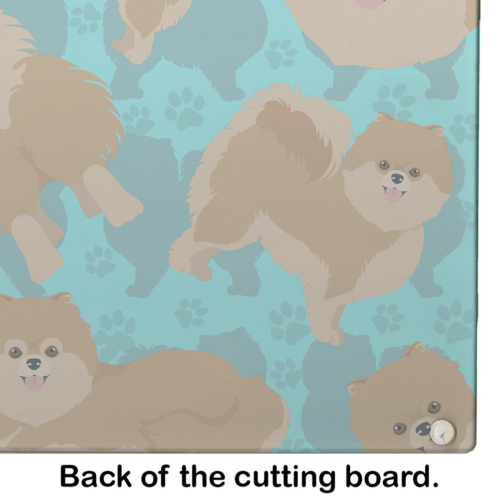 Orange Pomeranian Cutting Board Tempered Glass Kitchen Cutting Surface, Heat Resistant Chopping, Non-Slip Feet, Food Prep & Serving