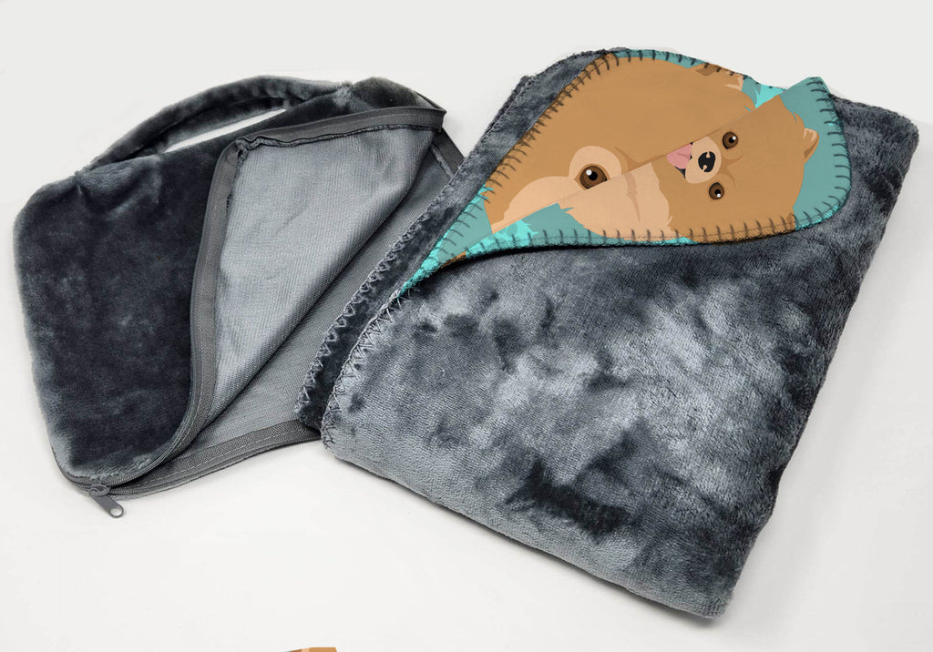 Orange Pomeranian Soft Travel Blanket with Bag Airplane Blanket, Indoor Outdoor Camping Blanket for Traveling, Picnics, Beach Trips, Concerts
