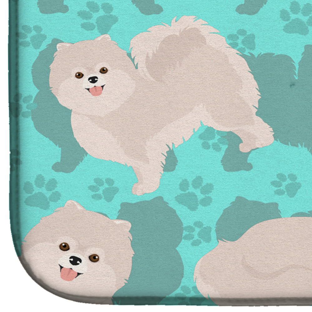 White Pomeranian Dish Drying Mat Absorbent Dish Drying Mat Pad for Kitchen Counter Dish Drainer Mat for Countertop, 14 x 21", Multicolor