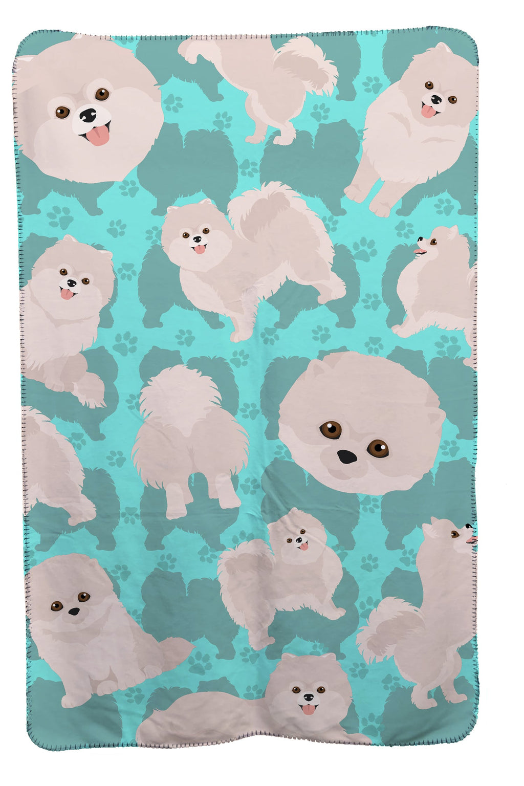 White Pomeranian Soft Travel Blanket with Bag Airplane Blanket, Indoor Outdoor Camping Blanket for Traveling, Picnics, Beach Trips, Concerts