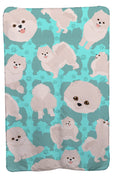 White Pomeranian Soft Travel Blanket with Bag Airplane Blanket, Indoor Outdoor Camping Blanket for Traveling, Picnics, Beach Trips, Concerts