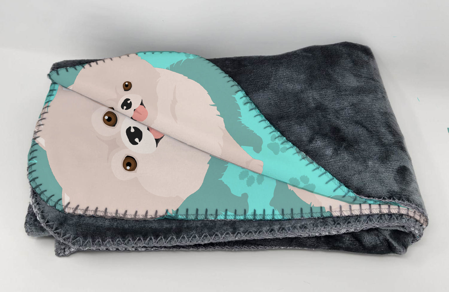 White Pomeranian Soft Travel Blanket with Bag Airplane Blanket, Indoor Outdoor Camping Blanket for Traveling, Picnics, Beach Trips, Concerts