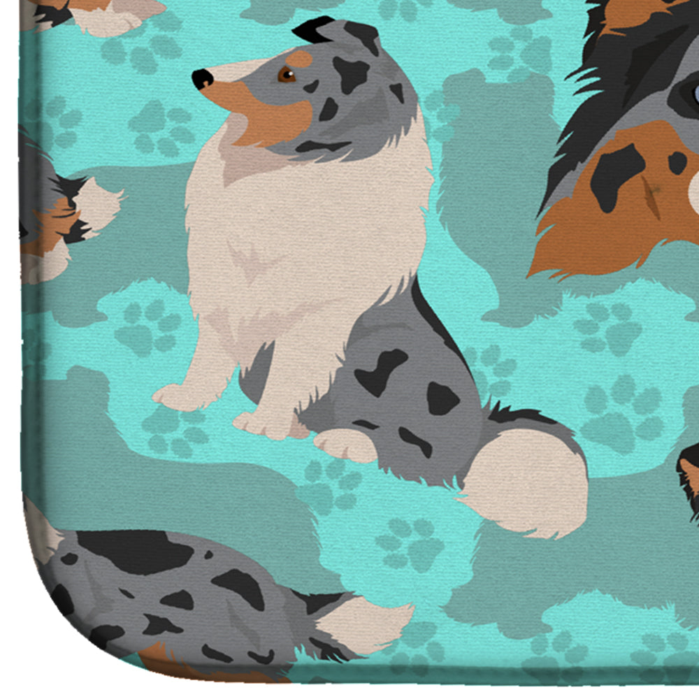 Blue Merle Sheltie Dish Drying Mat Absorbent Dish Drying Mat Pad for Kitchen Counter Dish Drainer Mat for Countertop, 14 x 21", Multicolor