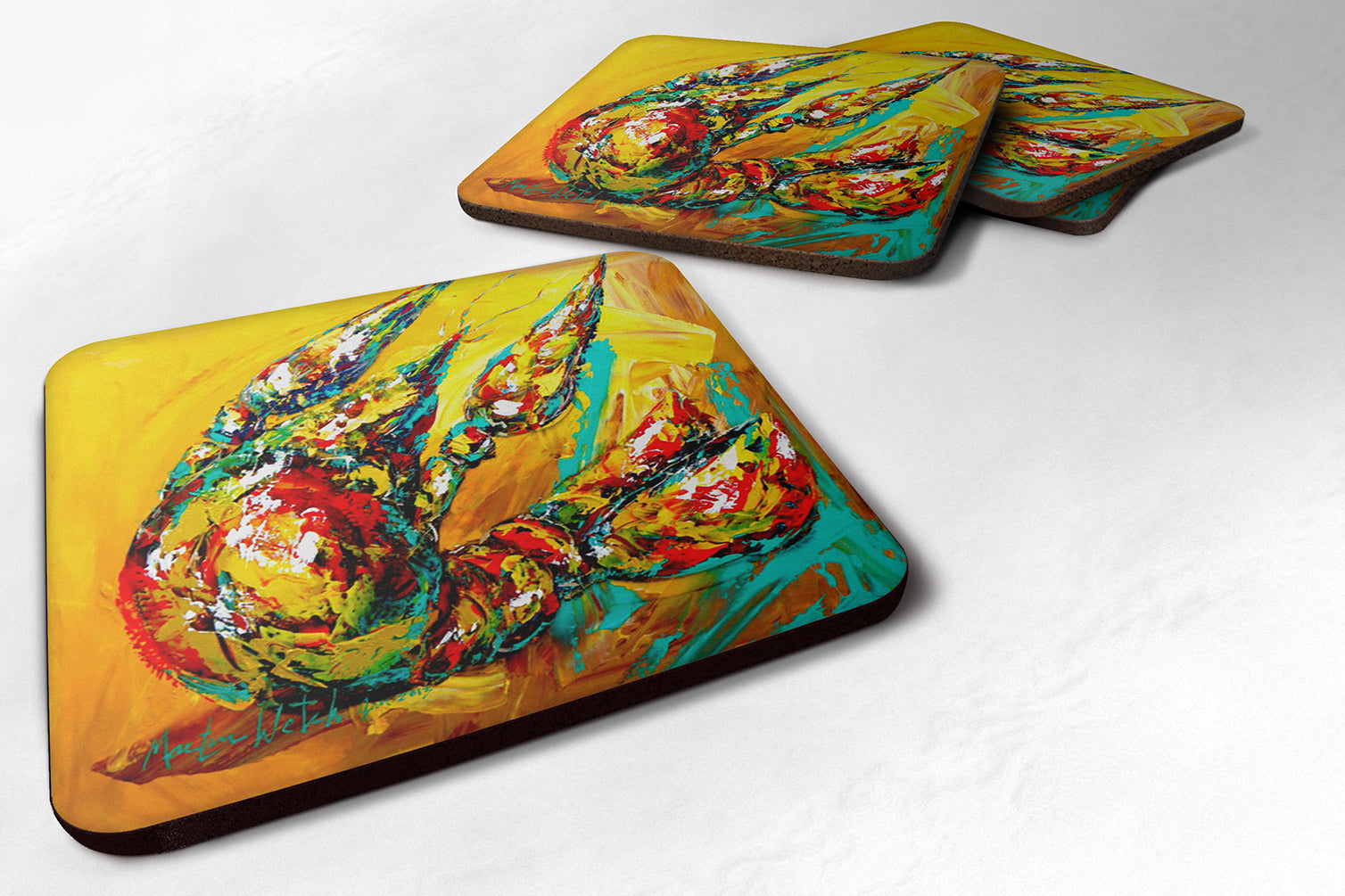 Crawfish Anyway You Like It Foam Coasters Set of 4 Cup Coasters for Indoor Outdoor, Tabletop Protection, Anti Slip, Mouse pad Material