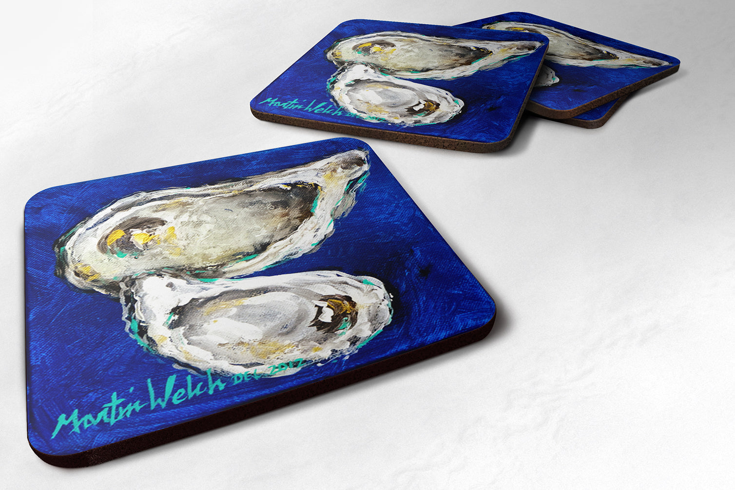 Oyster Ate Dat Foam Coasters Set of 4 Cup Coasters for Indoor Outdoor, Tabletop Protection, Anti Slip, Mouse pad Material