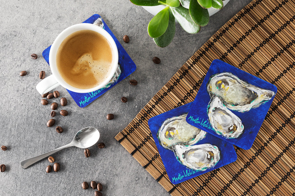 Oyster Ate Dat Foam Coasters Set of 4 Cup Coasters for Indoor Outdoor, Tabletop Protection, Anti Slip, Mouse pad Material