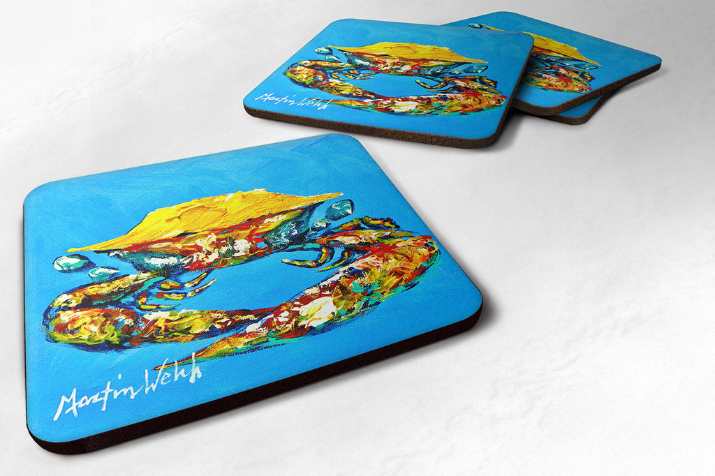 Crab Baby Blue Foam Coasters Set of 4 Cup Coasters for Indoor Outdoor, Tabletop Protection, Anti Slip, Mouse pad Material