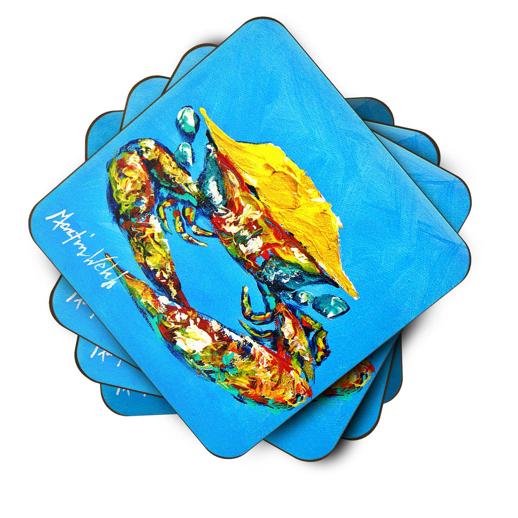 Crab Baby Blue Foam Coasters Set of 4 Cup Coasters for Indoor Outdoor, Tabletop Protection, Anti Slip, Mouse pad Material