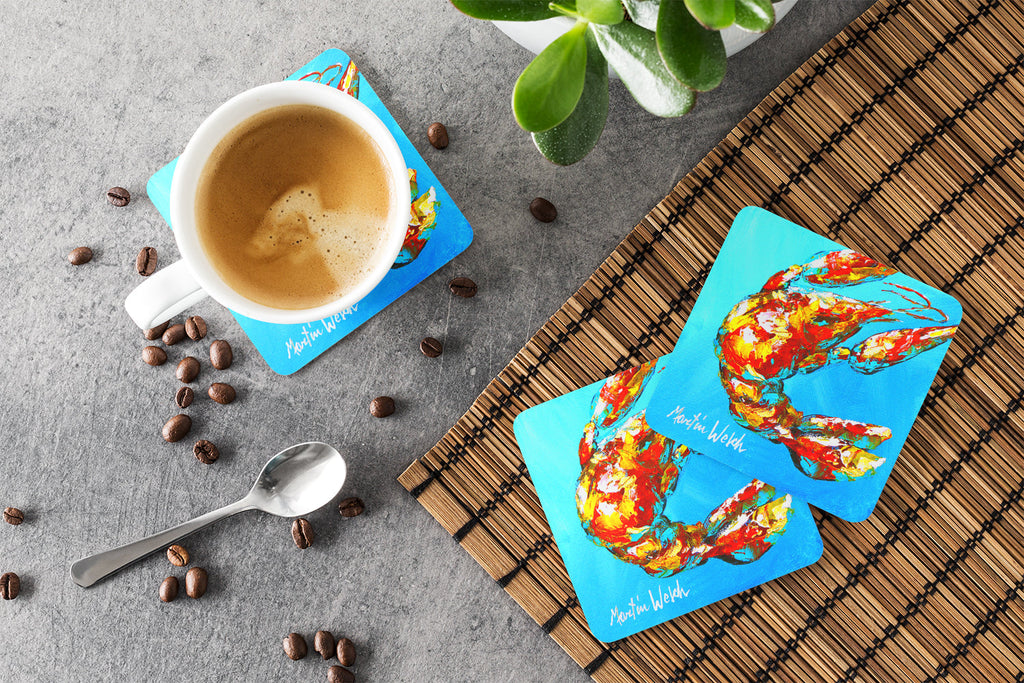 Crawfish Baby Craw Foam Coasters Set of 4 Cup Coasters for Indoor Outdoor, Tabletop Protection, Anti Slip, Mouse pad Material