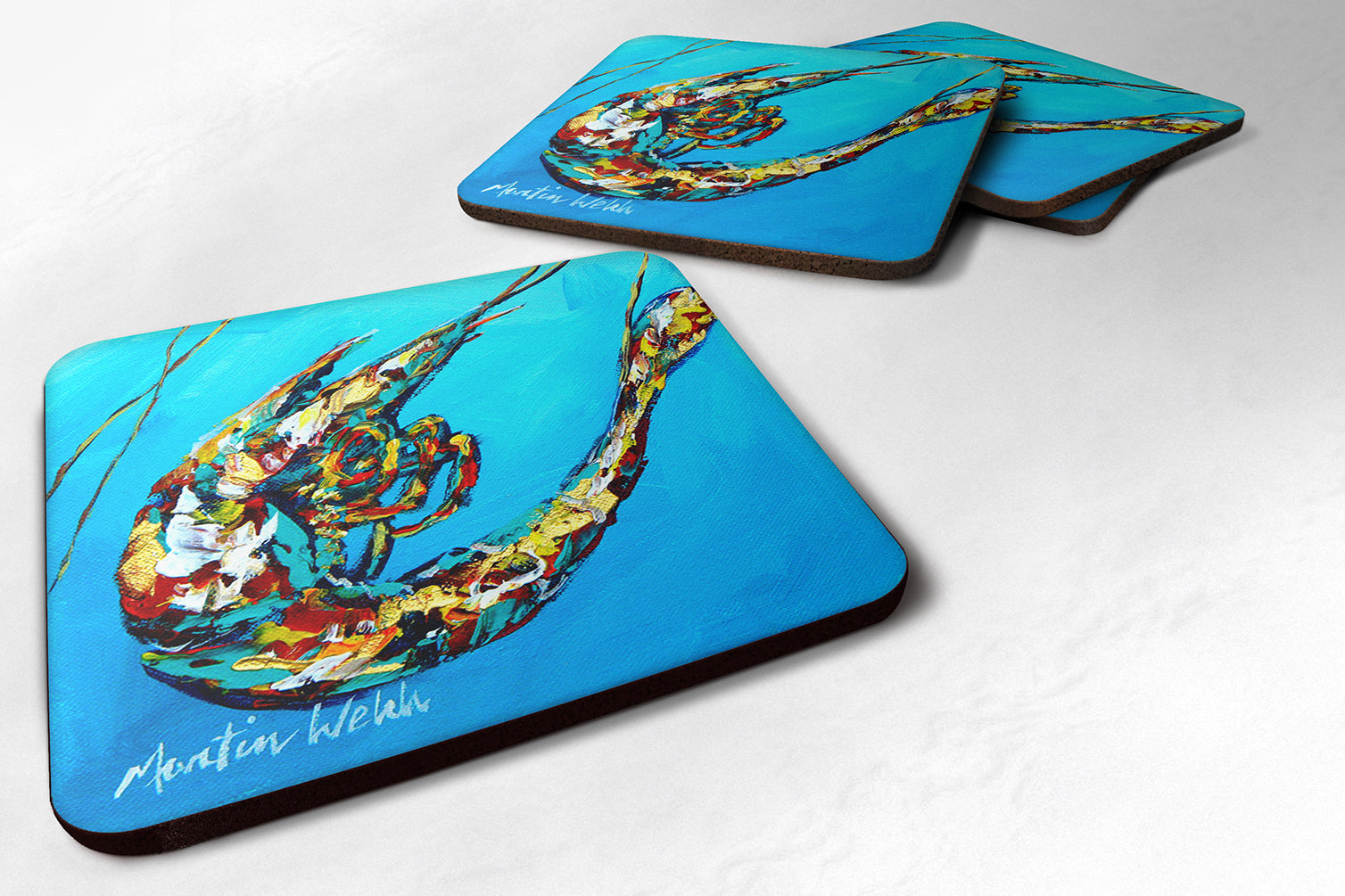 Shrimp Baby Shrimp Foam Coasters Set of 4 Cup Coasters for Indoor Outdoor, Tabletop Protection, Anti Slip, Mouse pad Material