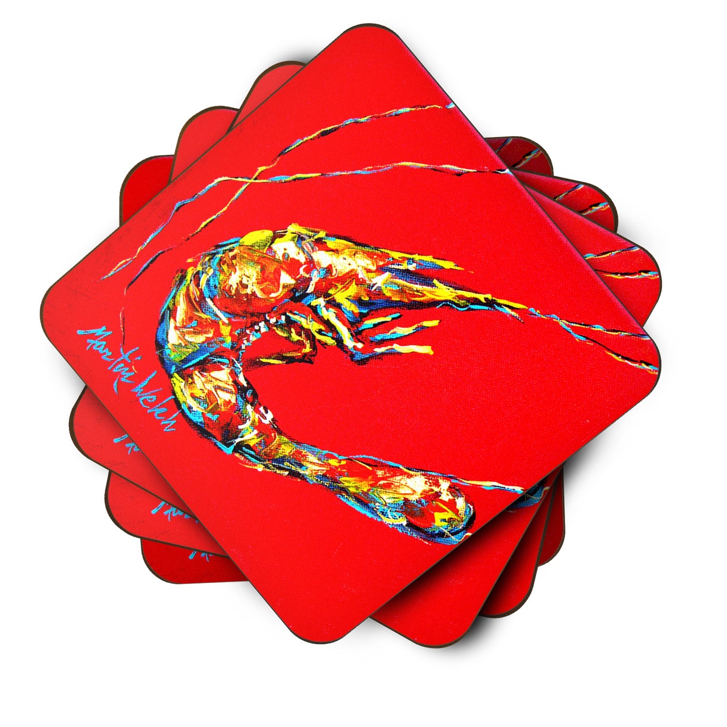 Shrimp Backwards Then Forwards Foam Coasters Set of 4 Cup Coasters for Indoor Outdoor, Tabletop Protection, Anti Slip, Mouse pad Material