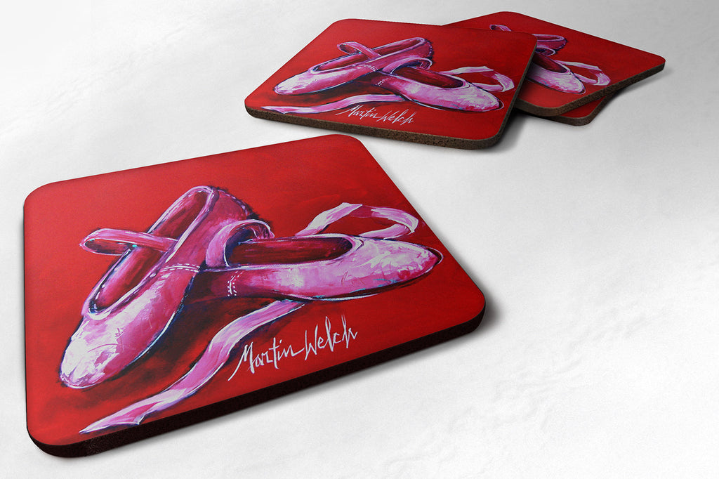 Ballet Pair of Ballet Shoes Foam Coasters Set of 4 Cup Coasters for Indoor Outdoor, Tabletop Protection, Anti Slip, Mouse pad Material