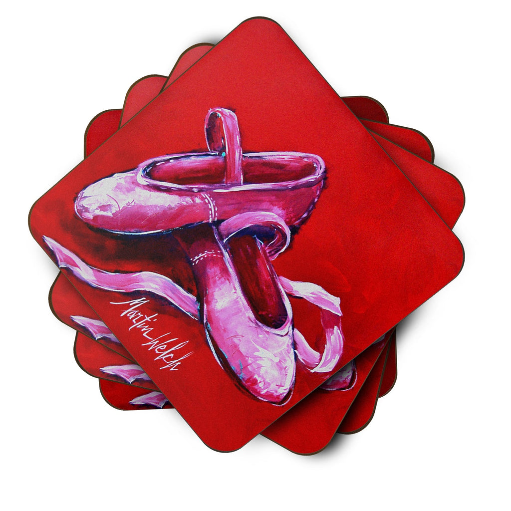 Ballet Pair of Ballet Shoes Foam Coasters Set of 4 Cup Coasters for Indoor Outdoor, Tabletop Protection, Anti Slip, Mouse pad Material