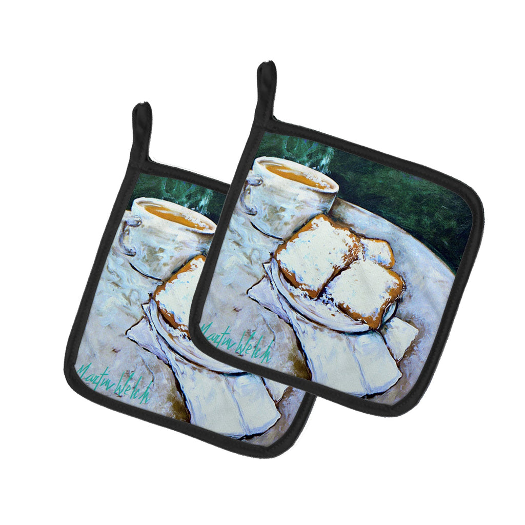 Beingets Breakfast Delight Pot Holder Set of 2 Heat Resistant Quilted Hot Pads 7.5 x 7.5 Inch, Insulated Kitchen Trivets for Cooking & Baking